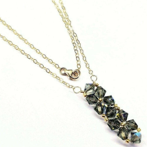 Gold Wire Bead-Woven Rock Candy Crystal Bar Necklace