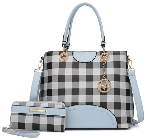 MKF CollectionGabriella Chekered Handbag With Wallet by Mia K