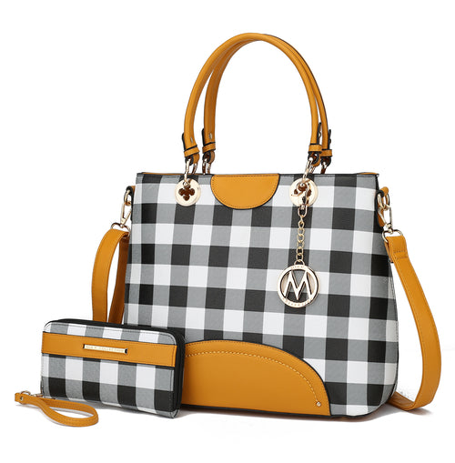 MKF CollectionGabriella Chekered Handbag With Wallet by Mia K