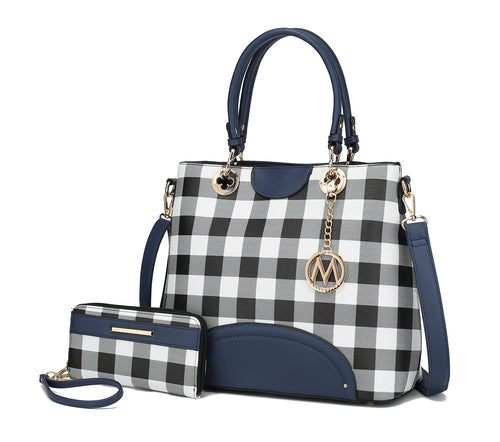 MKF CollectionGabriella Chekered Handbag With Wallet by Mia K