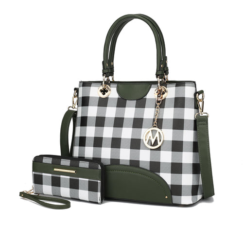 MKF CollectionGabriella Chekered Handbag With Wallet by Mia K