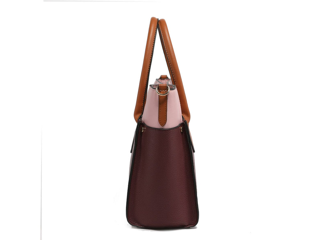 Brynlee Color-Block Vegan Leather Women Tote Bag with Wallet By Mia k