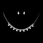Bridal Wedding Jewelry Set Crystal Rhinestone Elegant Pearl Necklace