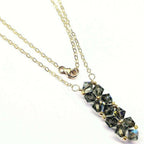 Gold Wire Bead-Woven Rock Candy Crystal Bar Necklace
