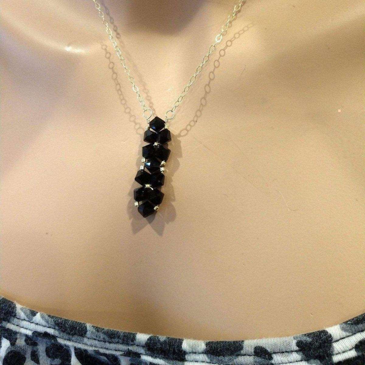 Gold Wire Bead-Woven Rock Candy Crystal Bar Necklace