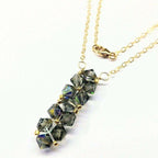 Gold Wire Bead-Woven Rock Candy Crystal Bar Necklace