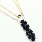 Gold Wire Bead-Woven Rock Candy Crystal Bar Necklace
