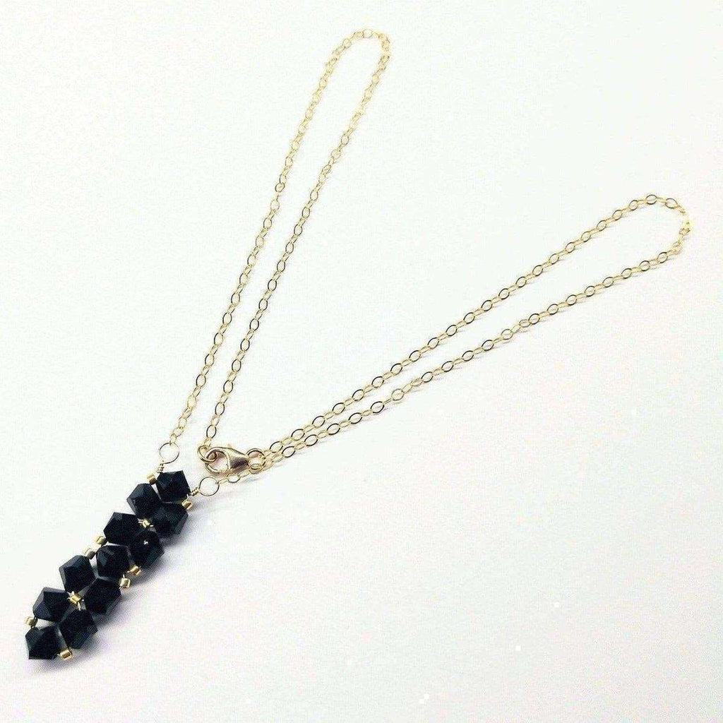Gold Wire Bead-Woven Rock Candy Crystal Bar Necklace