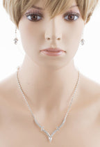 Bridal Wedding Jewelry Set Crystal Rhinestone Simple Curved V Drop