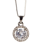 Round Halo Crystal Pendant Necklace